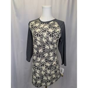 LuLaRoe Disney Randy Mickey Mouse Baseball Tee Top S Small Gray Raglan Shirt NWT